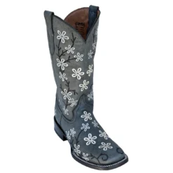Ferrini Ladies 83193-49 Smoky Black Genuine Cowhide Leather S-Toe Cowboy Boots.