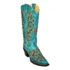 Ferrini Ladies 84261-50 Turquoise "Print Leopard Inlay" Genuine Leather Cowgirl Boots