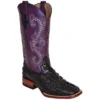 Ferrini Ladies 90493-04 Black / Purple Caiman Hornback Crocodile Print Boots