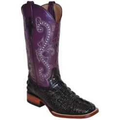 Ferrini Ladies 90493-04 Black / Purple Caiman Hornback Crocodile Print Boots