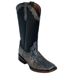 Ferrini Ladies 93793-34 Silver Genuine Cowhide Leather S-Toe Cowboy Boots.