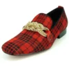 Fiesso Black / Red Pony Hair Metal Chain Loafer FI7291.