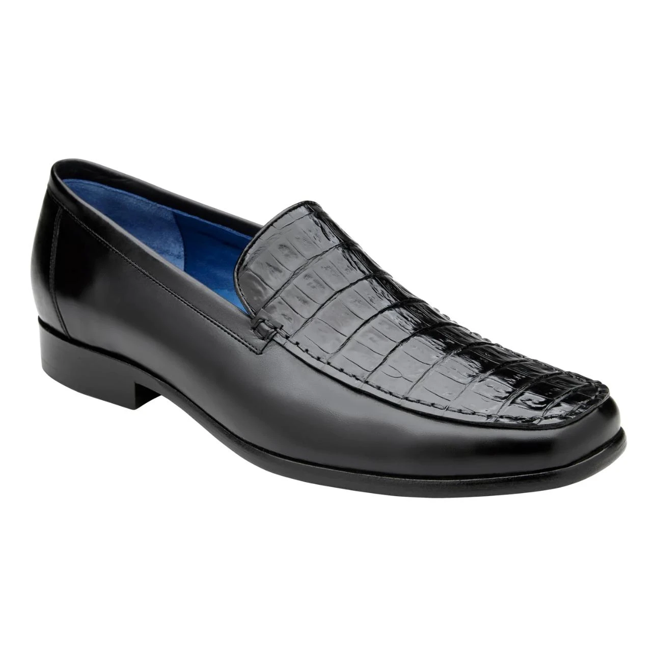 Belvedere "Gosto" Black Genuine Crocodile / Calf Dress Loafer Shoes.