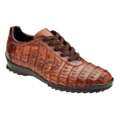Belvedere "Germano" Antique Sport Genuine Crocodile Dress Sneakers.