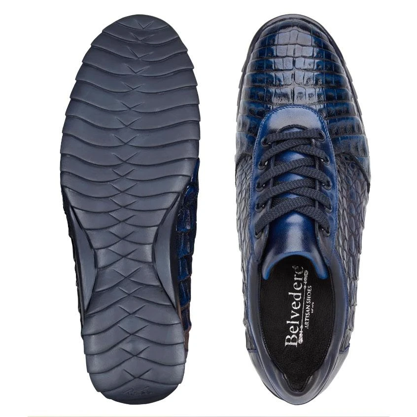Belvedere "Germano" Antique Ocean Genuine Crocodile / Calfskin Sneakers. - Image 2