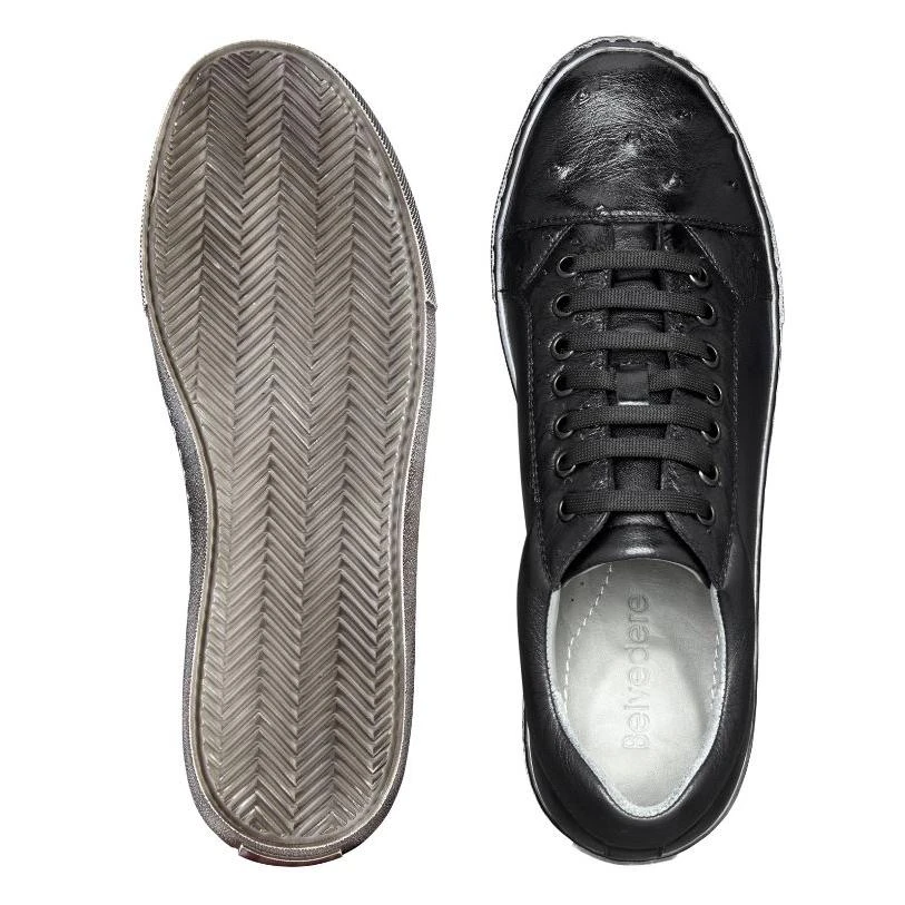 Belvedere "Jacob" Black Genuine Ostrich / Calfskin Sneakers Y14. - Image 2