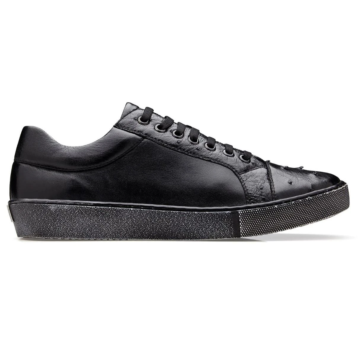 Belvedere "Jacob" Black Genuine Ostrich / Calfskin Sneakers Y14. - Image 3