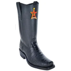 Los Altos Black All-Over Genuine Crocodile Belly Leather Sole Biker Boot 55C8205