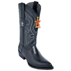 Los Altos Black Genuine All-Over Lizard J-Toe Cowboy Boots 990605