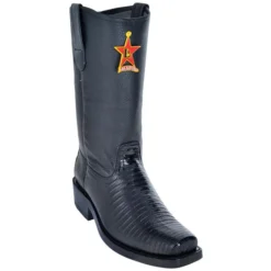 Los Altos Black Genuine Lizard Leather Sole Biker Boots 55C0705