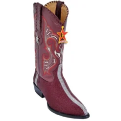Los Altos Black Genuine Stingray Rowstone Finish J-Toe Cowboy Boots 996006