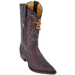Los Altos Brown All-Over Grasso Ostrich Leg J-Toe Cowboy Boots 98G0507