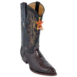 Los Altos Brown Genuine All-Over Python J-Toe Cowboy Boots 995707