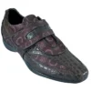 Los Altos Brown Genuine Crocodile Belly W/Fashion Design Casual Shoes With Velcro Strap ZC089007