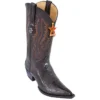 Los Altos Brown Genuine Ostrich Leg 3X Pointed Toe W / Cowboy Heel Boots 95V0507