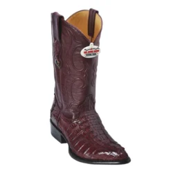 Los Altos Burgundy All-Over Genuine Crocodile Tail J-Toe Cowboy Boots 990106