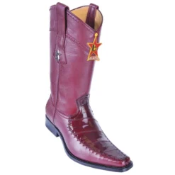 Los Altos Burgundy Genuine Eel / Deer Skin Square Toe Cowboy Boots 770806