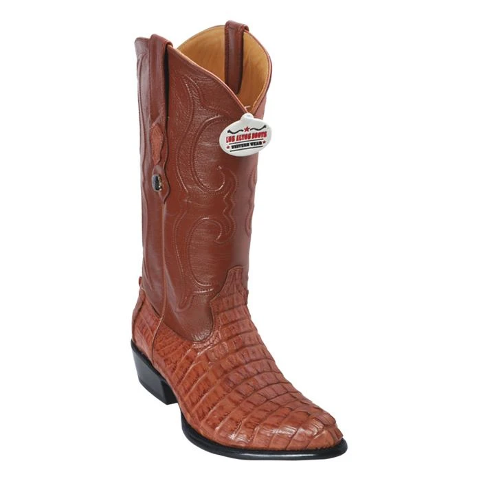 Los Altos Cognac All-Over Genuine Crocodile Tail J-Toe Cowboy Boots 990103
