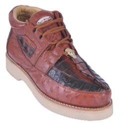 Los Altos Cognac Black Genuine Crocodile / Ostrich Casual Shoes ZA050258