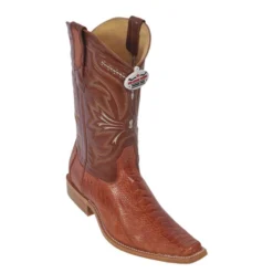 Los Altos Cognac Genuine All-Over Ostrich Leg Square Toe Cowboy Boots 710503