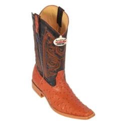 Los Altos Cognac Genuine All-Over Ostrich Square Toe Cowboy Boots 710303
