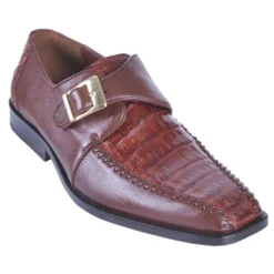 Los Altos Cognac Genuine Crocodile / Deer Single Stone Shoes ZV068203