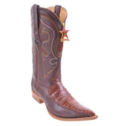Los Altos Cognac Genuine Crocodile With Deer 3X Toe Cowboy Boots 95T8203
