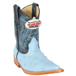 Los Altos Kid's Baby Blue All-Over Ostrich Print 3X Toe Cowboy Boots 3450319