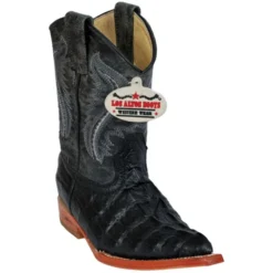 Los Altos Kid's Black All-Over Alligator Tail Prints 3X Toe Cowboy Boots 3450105