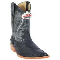 Los Altos Kid's Black All-Over Ostrich Print 3X Toe Cowboy Boots 3450305