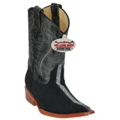 Los Altos Kid's Black All-Over Stingray Rowstone Print 3X Toe Boots 3451105