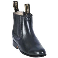 Los Altos Kid's Black Genuine Deer Charro Short Boots 418305