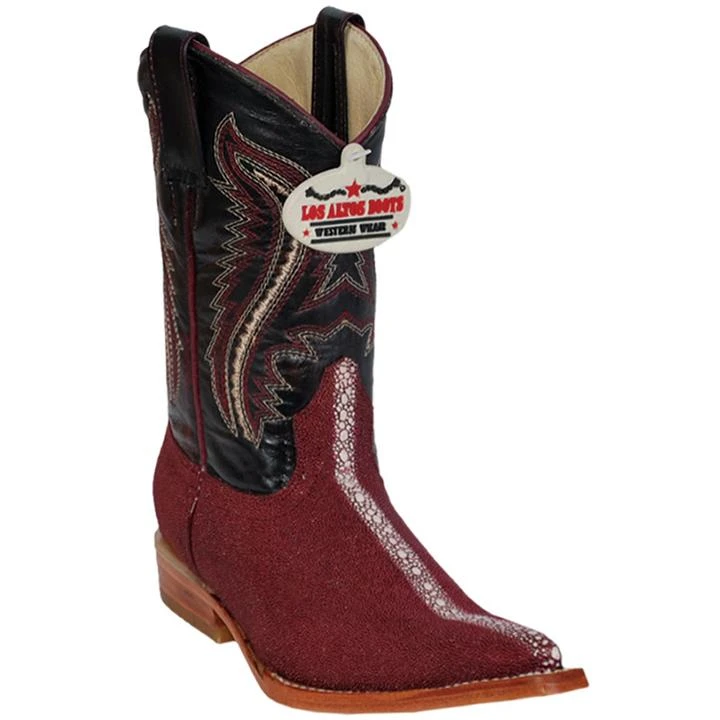 Los Altos Kid's Burgundy All-Over Stingray Rowstone Print 3X Toe Boots 3451106
