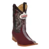 Los Altos Kid's Burgundy Genuine Stingray Rowstone Finish 3X Toe Cowboy Boots 456006