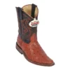 Los Altos Kid's Cognac Genuine Ostrich Square Toe Cowboy Boots 430303