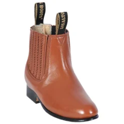 Los Altos Kid's Honey Genuine Deer Charro Short Boots 418351