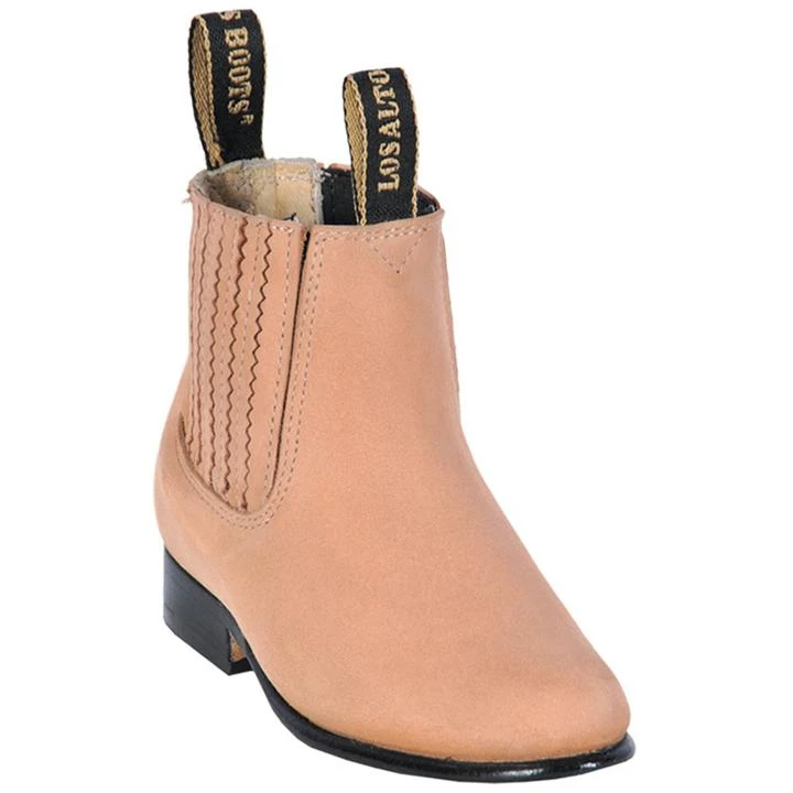 Los Altos Kid's Oryx Genuine Suede Charro Short Boots 416311