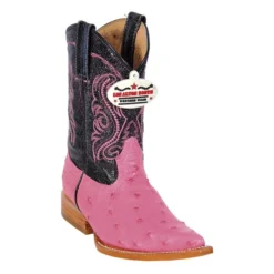 Los Altos Kid's Pink Genuine Ostrich 3X Toe Cowboy Boots 450325