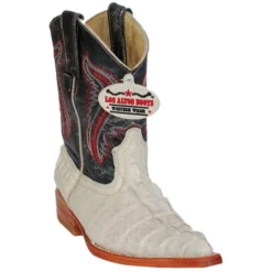 Los Altos Kid's Winterwhite All-Over Alligator Tail Prints 3X Toe Cowboy Boots 3450104