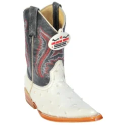 Los Altos Kid's WinterWhite All-Over Ostrich Print 3X Toe Cowboy Boots 3450304