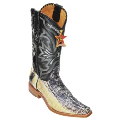 Los Altos Natural All-Over Genuine Crocodile Tail Square Toe Cowboy Boots 710149