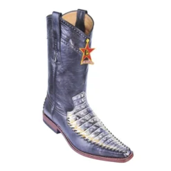 Los Altos Natural Genuine Crocodile Belly With Deer Square Toe Cowboy Boots 778249