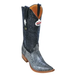 Los Altos Rustic Black Genuine All-Over Lizard Teju 3X Toe Cowboy Boots 950781