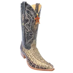 Los Altos Rustic Green All-Over Genuine Crocodile Tail 3X Toe Cowboy Boots 950145