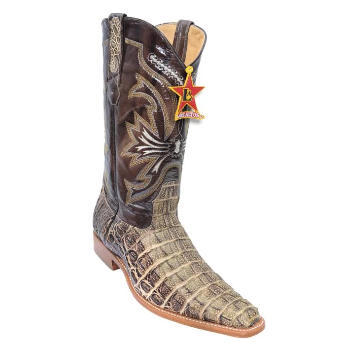 Los Altos Rustic Green All-Over Genuine Smooth Crocodile Square Toe Cowboy Boots 711745