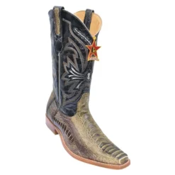 Los Altos Rustic Green Genuine All-Over Ostrich Leg Square Toe Cowboy Boots 710545