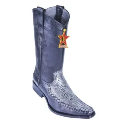 Los Altos Silver Genuine Ostrich Leg With Deer Square Toe Cowboy Boots 770536