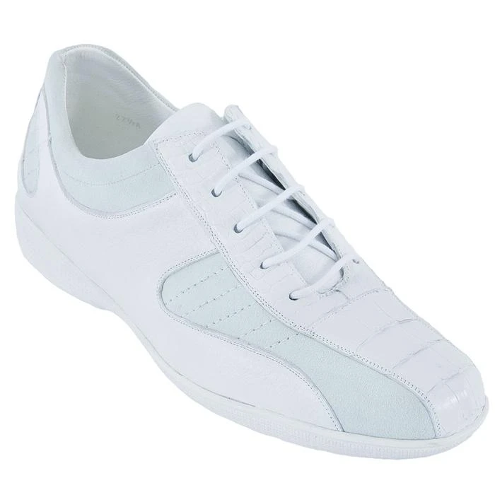Los Altos White Genuine Crocodile Belly W/Deer Casual Shoes With Laces ZC068228