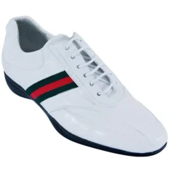 Los Altos White Genuine Crocodile Belly W/Deer Casual Shoes ZC078228.