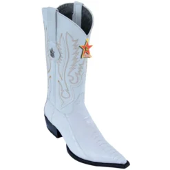 Los Altos White Genuine Ostrich 3X Toe W / Cowboy Heel Boots 95V0528